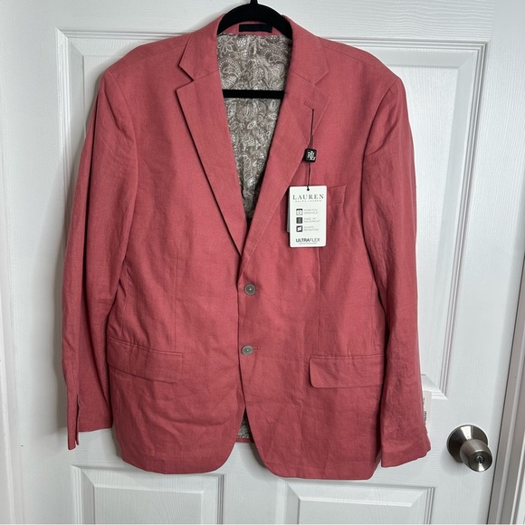 Lauren Ralph Lauren Lassiter Mens Two Button Blazer Linen Classic 40S New - Picture 1 of 10
